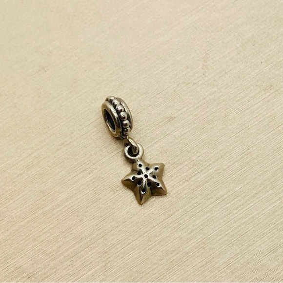 EUC Pandora 791024NCK Sterling Silver Black Nano Crystals Pave Star Dangle Charm - Picture 6 of 9